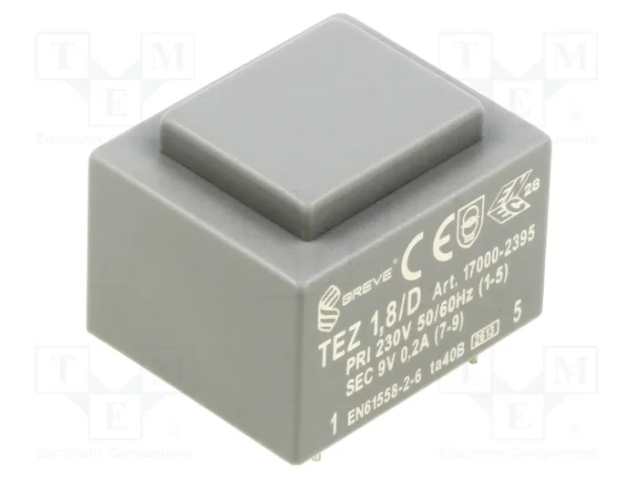 BREVE TUFVASSONS Transformador Cerrado TEZ 1,8VA 230VAC a 9V BREVE TUFVASSONS Transformador Cerrado TEZ 1,8VA 230VAC a 9V