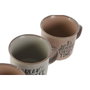 DKD Home Decor Set de 4 Tazas de Gres Rosa Mate