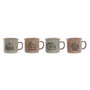 DKD Home Decor Set de 4 Tazas de Gres Rosa Mate