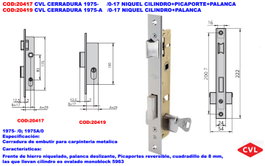 CVL Cerradura 1975 Níquel con Cilindro, Picaporte y Palanca