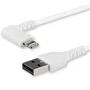 StarTech.com Cable USB-A a Lightning Angular RUSBLTMM1MWR 1m - Certificado MFi - Reforzado con Fibra de Aramida - Alivio de Tensión - Color Blanco