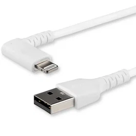 StarTech.com Cable USB-A a Lightning Angular RUSBLTMM1MWR 1m - Certificado MFi - Reforzado con Fibra de Aramida - Alivio de Tensión - Color Blanco