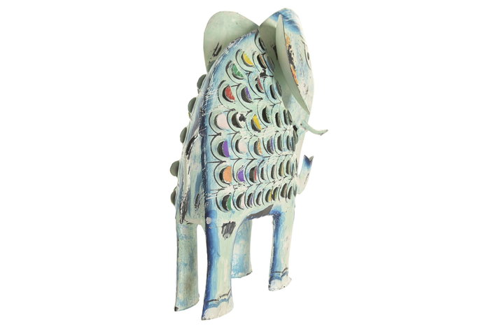 DKD Home Decor Figura de Elefante en Metal Azul