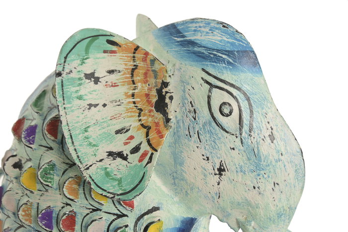 DKD Home Decor Figura de Elefante en Metal Azul
