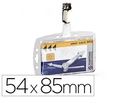 Durable Portaidentificaciones acrílico con pinza giratoria para pases de seguridad, tamaño 54x85 mm, horizontal, transparente