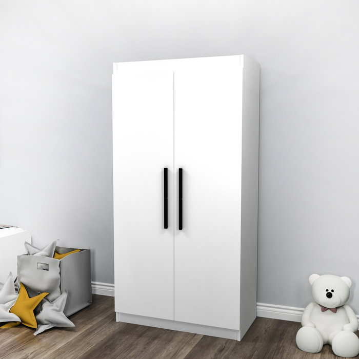 Hanah Home Armario Akser Blanco 90x180x45 cm con Almacenamiento Adicional y Estantes
