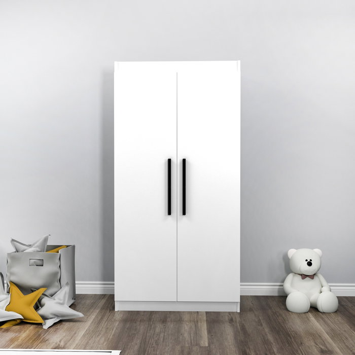 Hanah Home Armario Akser Blanco 90x180x45 cm con Almacenamiento Adicional y Estantes
