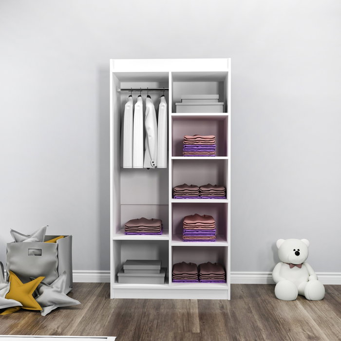Hanah Home Armario Akser Blanco 90x180x45 cm con Almacenamiento Adicional y Estantes