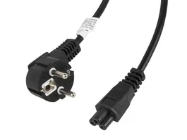 Lanberg CA-C5CA-11CC-003-BK Cable de Alimentación C5 a CEE 7/7, Conector Angular 90°, 3 Metros, Negro