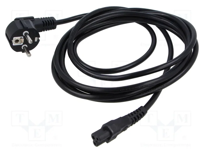Lanberg Cable de alimentación C5 acoplador y CEE7/7, 3 m, Negro
