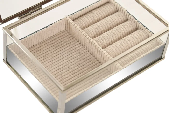 DKD Home Decor Joyero de Cristal y Metal Beige