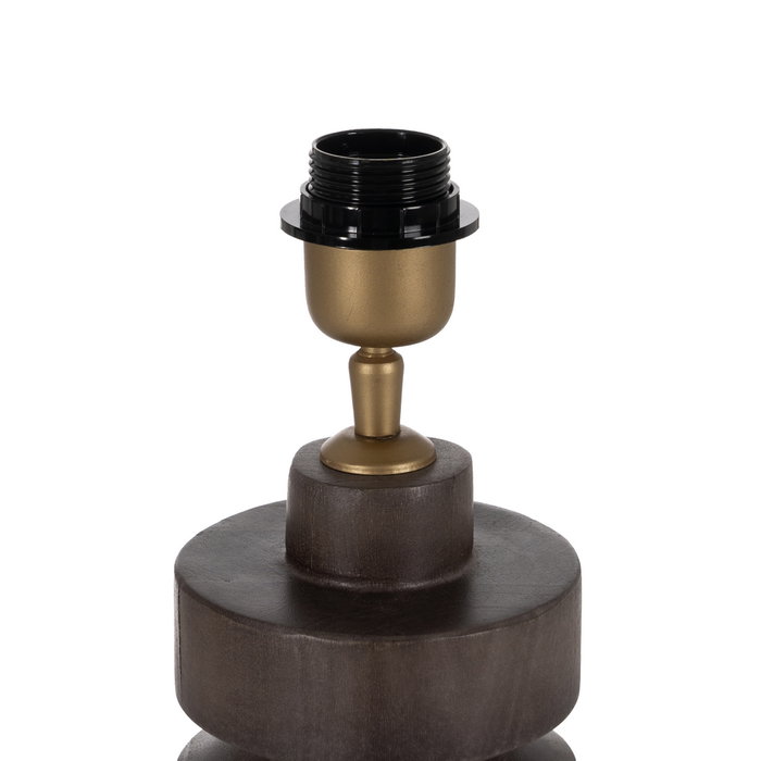 Base Lámpara Mesa Marrón Madera de Mango 12 X 12 X 25 cm