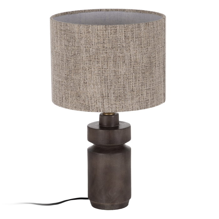 Base Lámpara Mesa Marrón Madera de Mango 12 X 12 X 25 cm