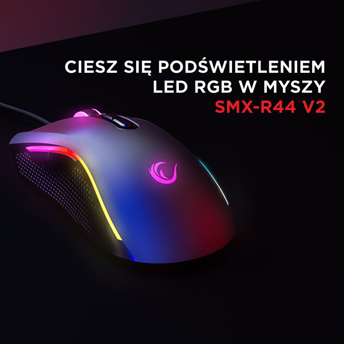 Rampage SMX-R44V2 Ratón Gaming 12800 DPI RGB LED 1kHz HUANO Makro Negro