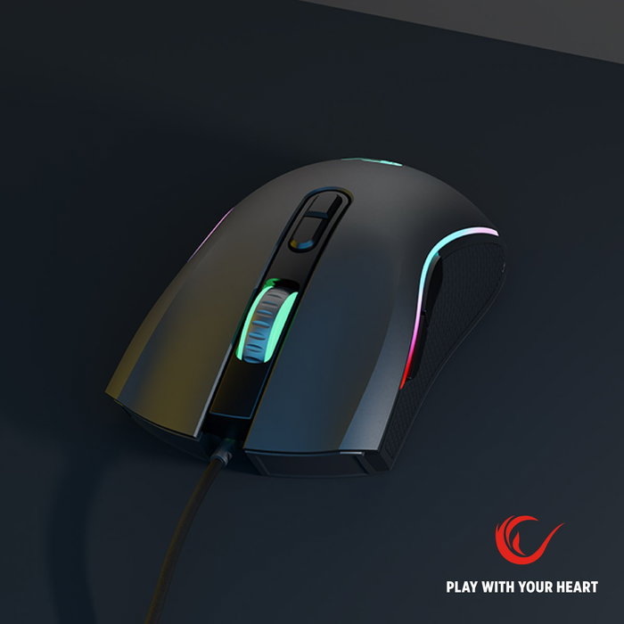 Rampage SMX-R44V2 Ratón Gaming 12800 DPI RGB LED 1kHz HUANO Makro Negro