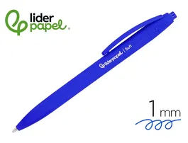 Liderpapel Bolígrafo Retráctil Soft Touch Punta 1 mm con Clip, Tinta Azul, Cuerpo Azul - Para Uso Diario