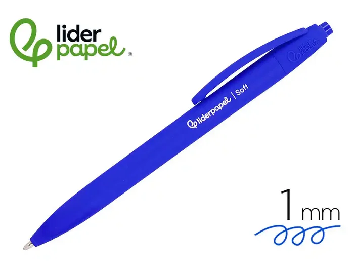 Liderpapel Bolígrafo Retráctil Soft Touch Punta 1 mm con Clip, Tinta Azul, Cuerpo Azul - Para Uso Diario Liderpapel Bolígrafo Retráctil Soft Touch Punta 1 mm con Clip, Tinta Azul, Cuerpo Azul - Para Uso Diario