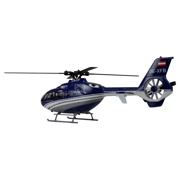 AMEWI The Flying Bulls EC135 PRO Helicóptero a Escala 1:32, RC de 6 Canales, RTF con Motor Brushless, Azul/Gris, para Principiantes 16+