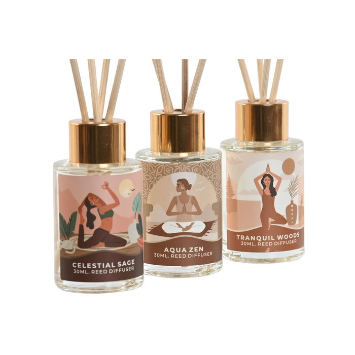DKD Home Decor Ambientador Mikado Cristal Yoga Pack de 3