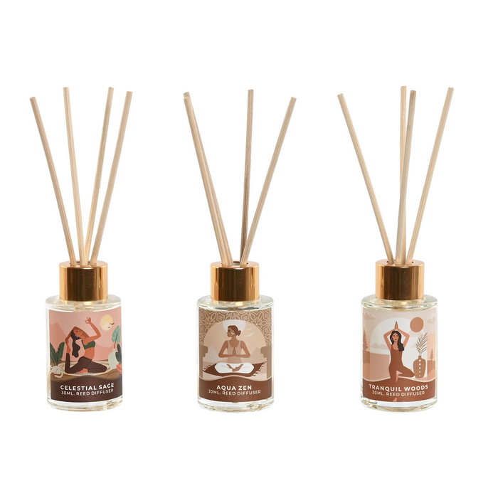 DKD Home Decor Ambientador Mikado Cristal Yoga Pack de 3