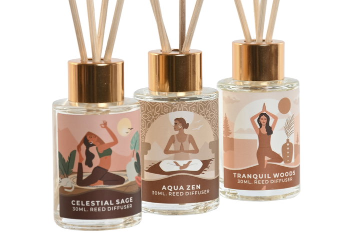 DKD Home Decor Ambientador Mikado Urban Rosa Blanco 3 x 22 x 3 cm (3 Unidades)