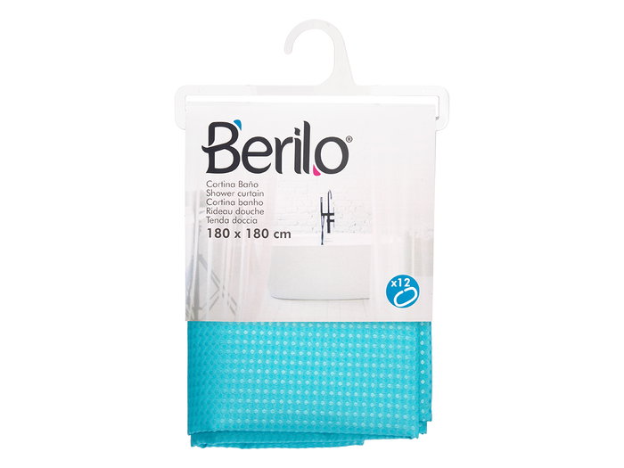 Berilo Cortina de Baño Poliéster Azul Puntos 180 x 180 cm (Set de 12)