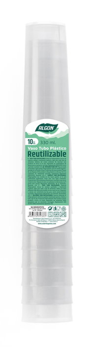 Algon Set 10 Vasos Tubo PP 330 ml (50 Unidades)