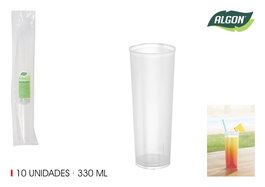 Algon Set 10 Vasos Tubo PP 330 ml (50 Unidades)