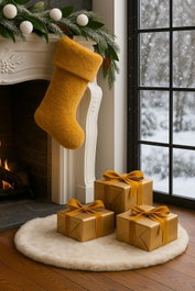 Aberto Design Media de Navidad Mostaza 37x24x5cm Poliéster