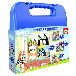 Educa Maleta Puzzles 19830 Bluey para Niños con Licencia Oficial, Organizador de Plástico