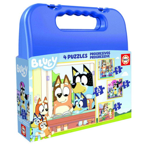 Educa Maleta Puzzles 19830 Bluey para Niños con Licencia Oficial, Organizador de Plástico Educa Maleta Puzzles 19830 Bluey para Niños con Licencia Oficial, Organizador de Plástico