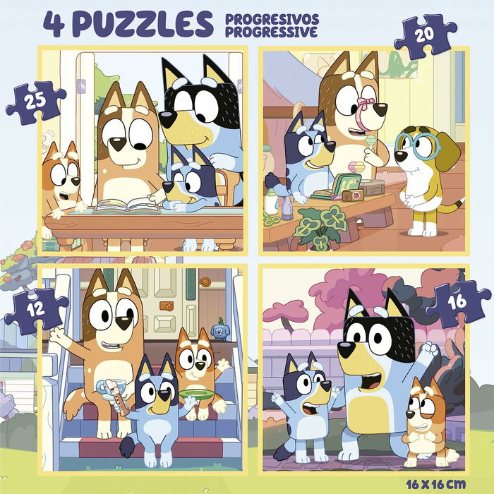EDUCA BORRAS Maleta de Puzzles Progresivos Bluey 12-16-20-25 Piezas EDUCA BORRAS Maleta de Puzzles Progresivos Bluey 12-16-20-25 Piezas