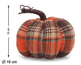 Calabaza Decorativa de Tela a Cuadros Escoceses Naranja 15 x 15 cm