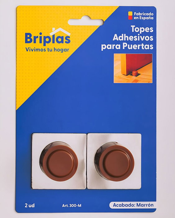 BRIPLAS Tope de Puerta Adhesivo Base Acero Inox Marrón (2 Unidades) BRIPLAS Tope de Puerta Adhesivo Base Acero Inox Marrón (2 Unidades)