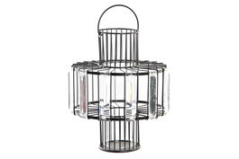 DKD Home Decor Portavelas Moderno Negro Transparente Metal Cristal 20 x 26 x 20 cm (2 Unidades)