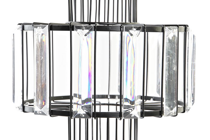 DKD Home Decor Portavelas de Metal y Cristal Negro 20x20x26 cm