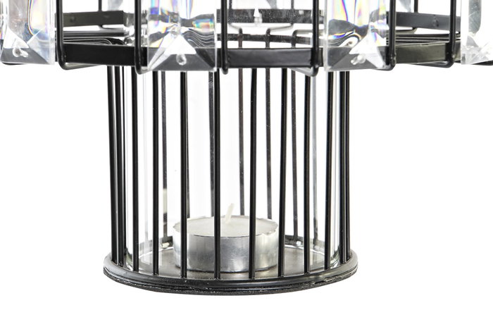 DKD Home Decor Portavelas de Metal y Cristal Negro 20x20x26 cm