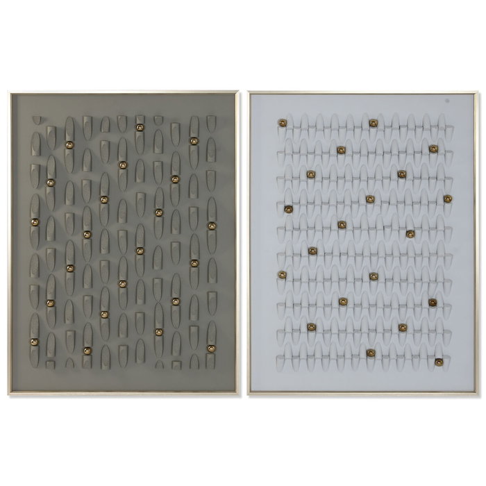 DKD Home Decor Cuadro Lienzo Abstracto 3D Set de 2 Unidades Verde y Gris 90x120 cm