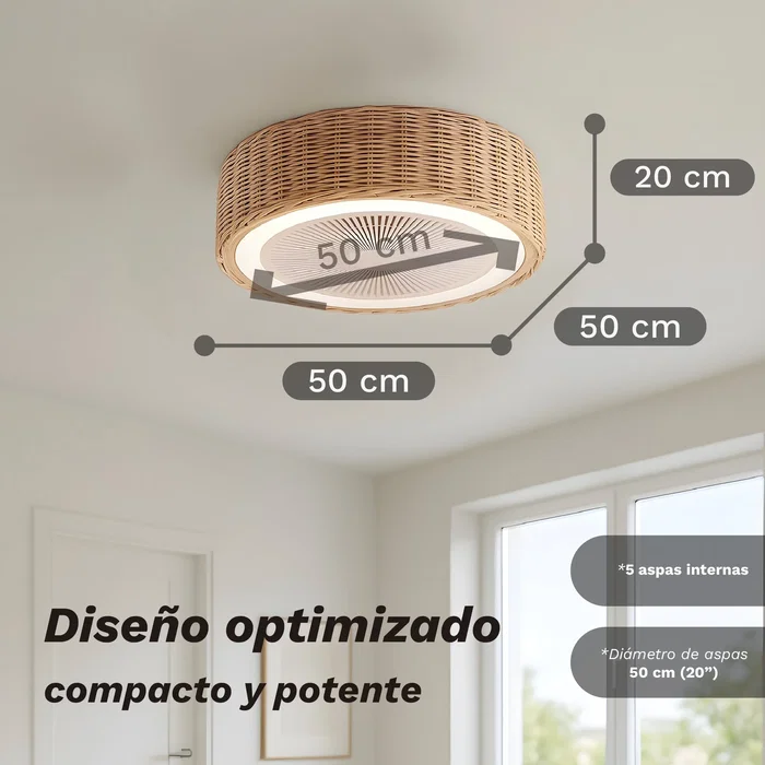 Grunkel SKYWIND-20M Ventilador de techo 50cm con luz LED regulable y mando a distancia