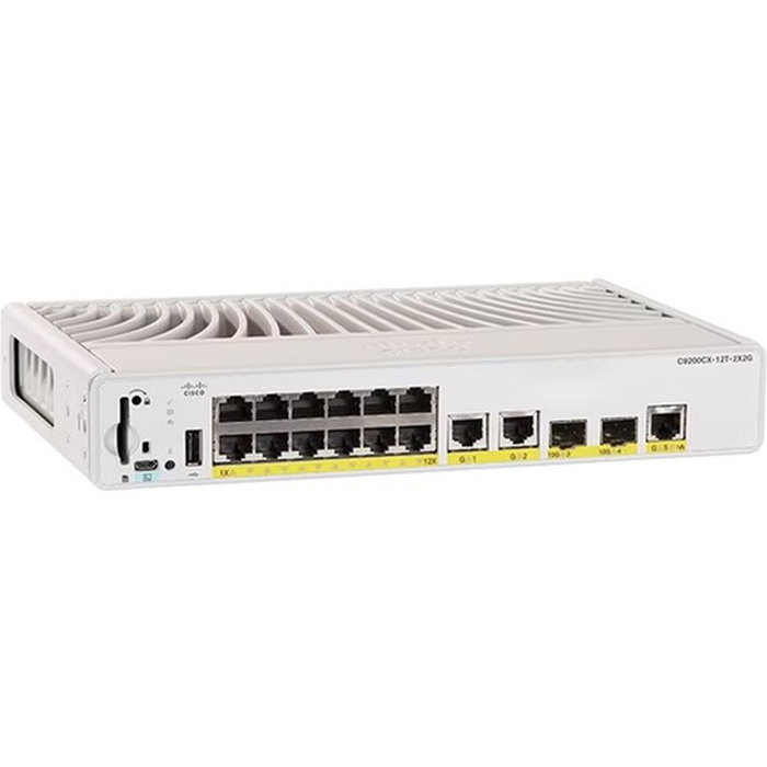 Cisco C9200CX-12P-2X2G-E Catalyst 9200CX Switch Compacto PoE+ 14 Puertos Gigabit y 2 SFP+ Cisco C9200CX-12P-2X2G-E Catalyst 9200CX Switch Compacto PoE+ 14 Puertos Gigabit y 2 SFP+