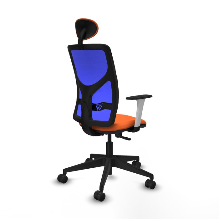 PIQUERAS Y CRESPO Silla de oficina Motilla con mecanismo Sincro, Tela Naranja y Malla Azul PIQUERAS Y CRESPO Silla de oficina Motilla con mecanismo Sincro, Tela Naranja y Malla Azul