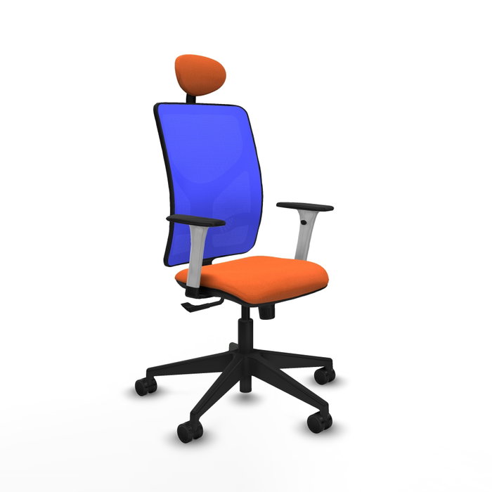 PIQUERAS Y CRESPO Silla de oficina Motilla con mecanismo Sincro, Tela Naranja y Malla Azul PIQUERAS Y CRESPO Silla de oficina Motilla con mecanismo Sincro, Tela Naranja y Malla Azul