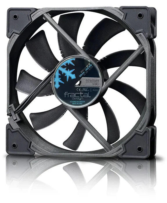 Fractal Design Venturi HP-14 PWM - Ventilador PC 14 cm, 1500 RPM, 132.7 m³/h Flujo Aire, 30.1 dB, Negro/Gris, 4 Pines, FDB