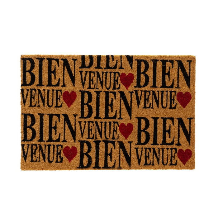 Felpudo COEURS Marrón Negro Rojo PVC Fibra de coco 60 x 40 x 1,5 cm Felpudo COEURS Marrón Negro Rojo PVC Fibra de coco 60 x 40 x 1,5 cm