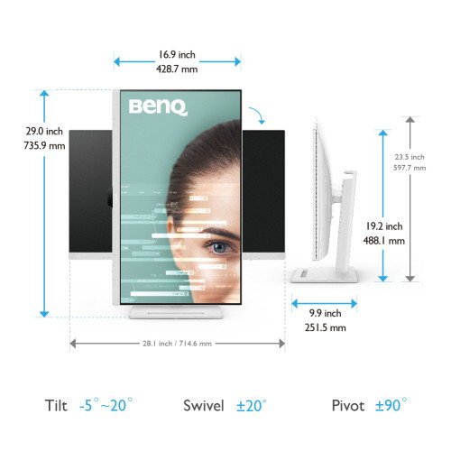 BenQ Monitor GW3290QT 31.5" IPS QHD USB-C Eye-Care con Altavoces y Micrófono, Altura Regulable