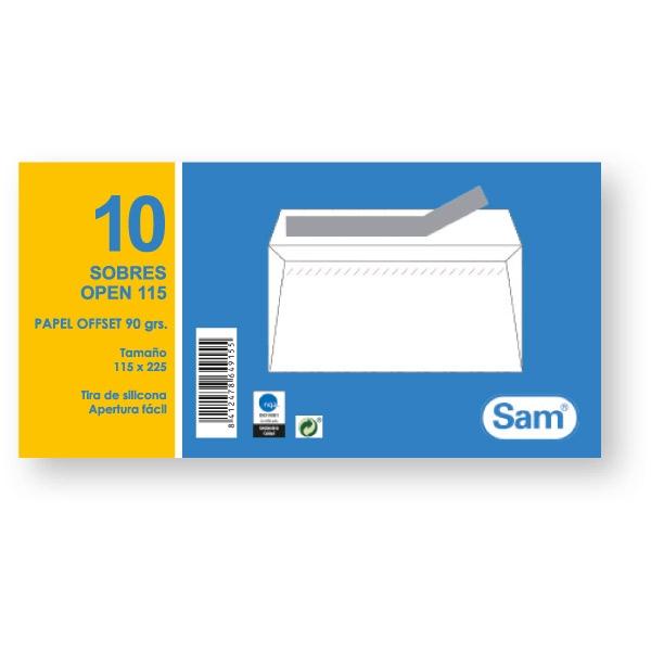 Sam Sobres Americanos Autoadhesivos 115x225mm Blanco 90g