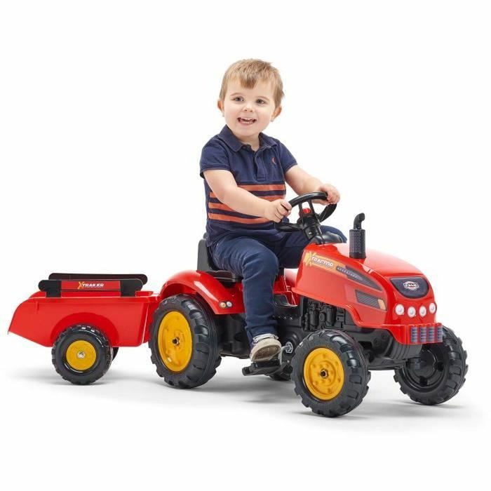 Falk Tractor a pedal Rojo con capota abatible y remolque Falk Tractor a pedal Rojo con capota abatible y remolque