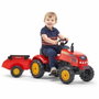 Falk Tractor a pedal Rojo con capota abatible y remolque