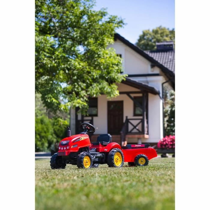 Falk Tractor a pedal Rojo con capota abatible y remolque Falk Tractor a pedal Rojo con capota abatible y remolque