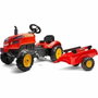 Falk Tractor a pedal Rojo con capota abatible y remolque